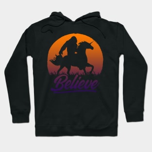 Bigfoot Riding Unicorn Vintage Sasquatch Hoodie